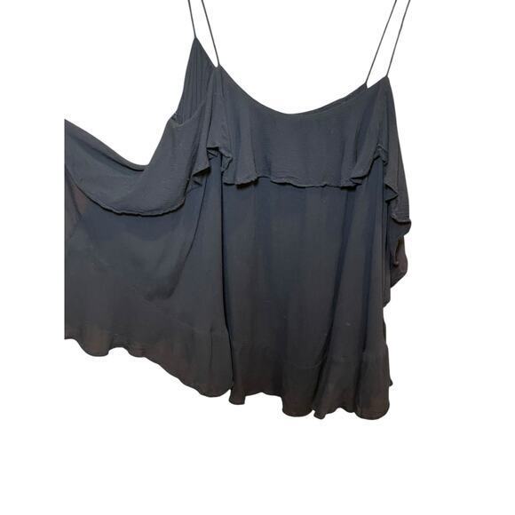 Free People Intimately Women Small Black Ruffle Sleeve Blouse Top Flowy - Picture 3 of 8